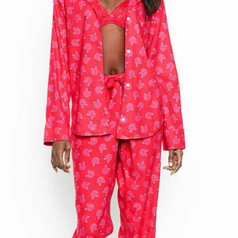 Victoria's Secret BRAND NEW Red Rose Print Dreamer Flannel Pajama